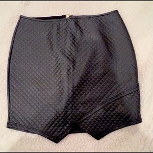 Imagenation black quilted leather type asymmetrical skirt Size Medium NWT